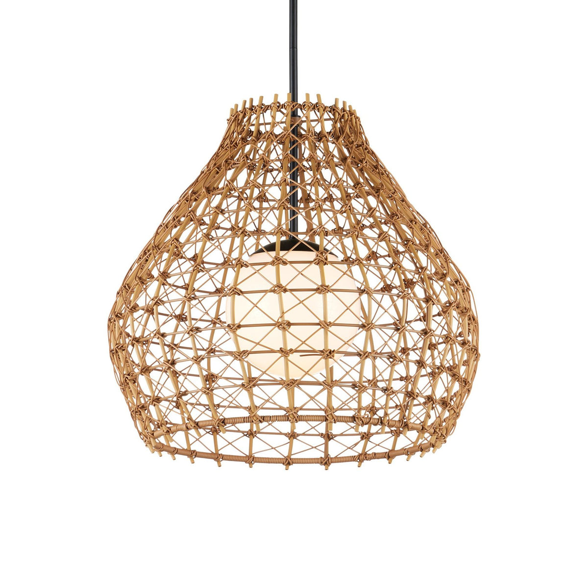 Currey and Company - 9500-0014 - One Light Pendant - Bly Outdoor Pendant - Natural / Black / Frosted White