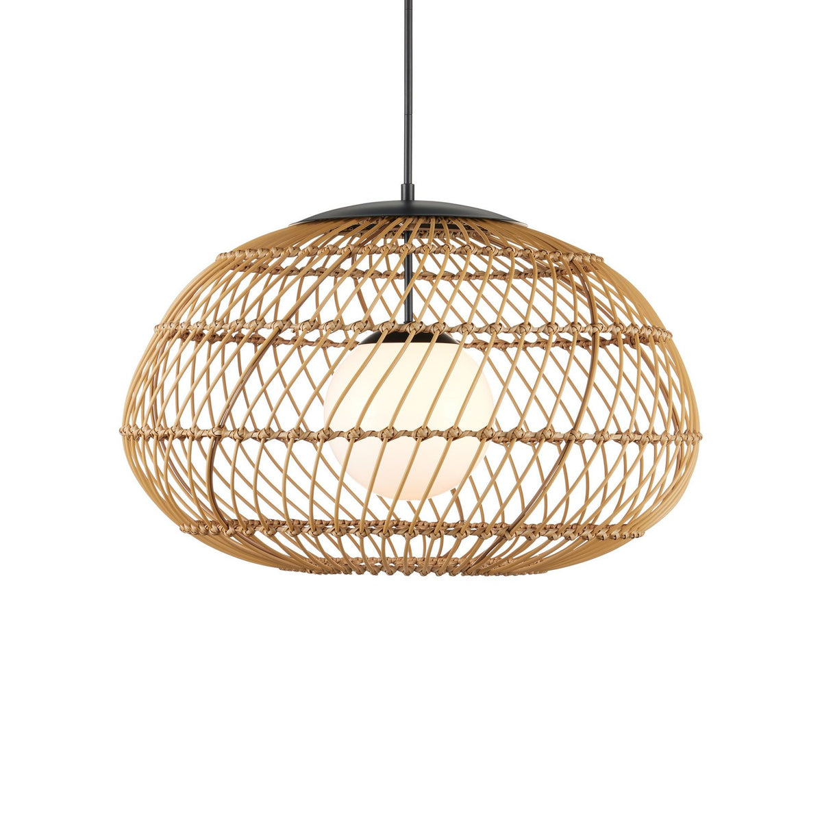Currey and Company - 9500-0015 - One Light Pendant - Carriage - Natural / Black / Frosted White