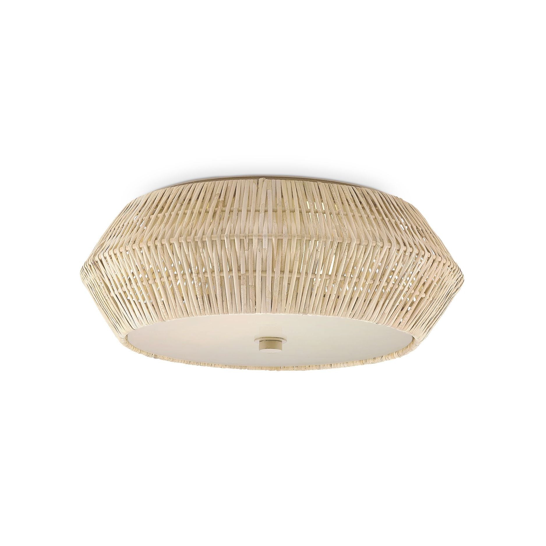 Currey and Company - 9999-0078 - Two Light Flush Mount - Antibes - Bleached Natural / Snow White / White
