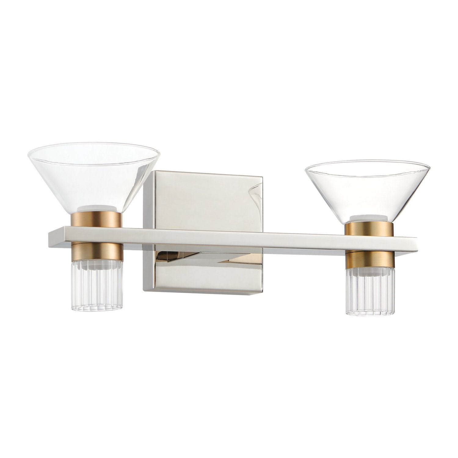 Luminaire LED Thesis Lighting 207688A Blake pour coiffeuse, finition nickel poli et or champagne