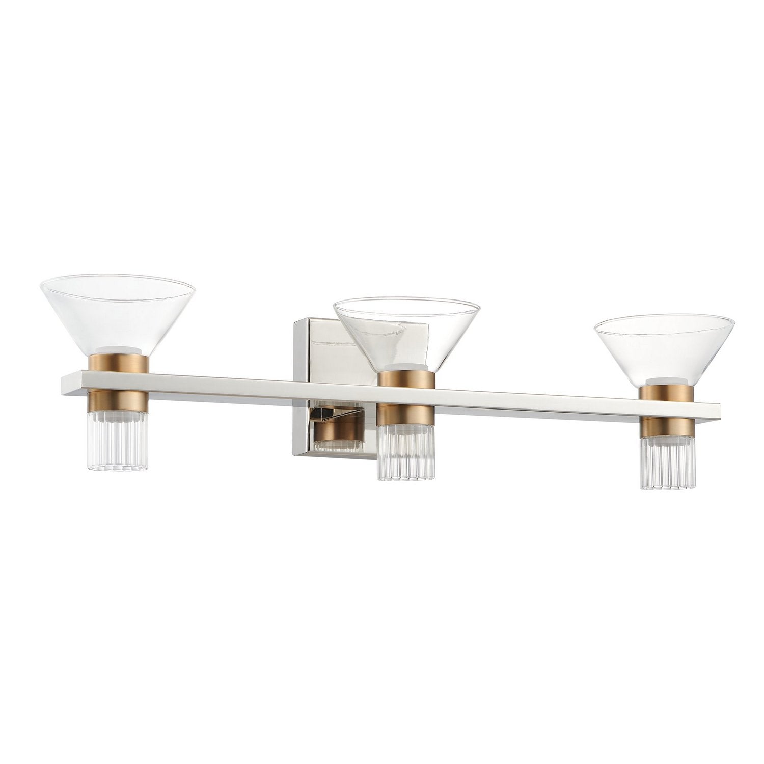 Luminaire LED Thesis Lighting 207689A Blake pour coiffeuse, finition nickel poli et or champagne