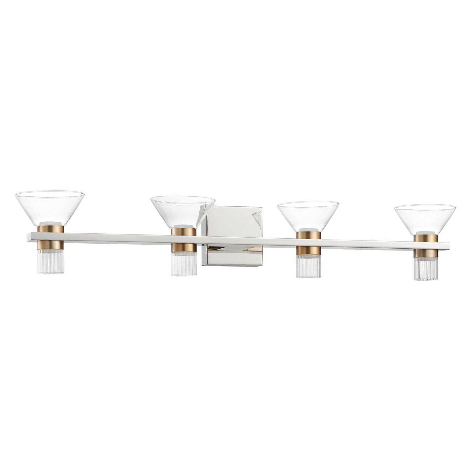 Luminaire LED Thesis Lighting 207691A Blake pour coiffeuse, finition nickel poli et or champagne