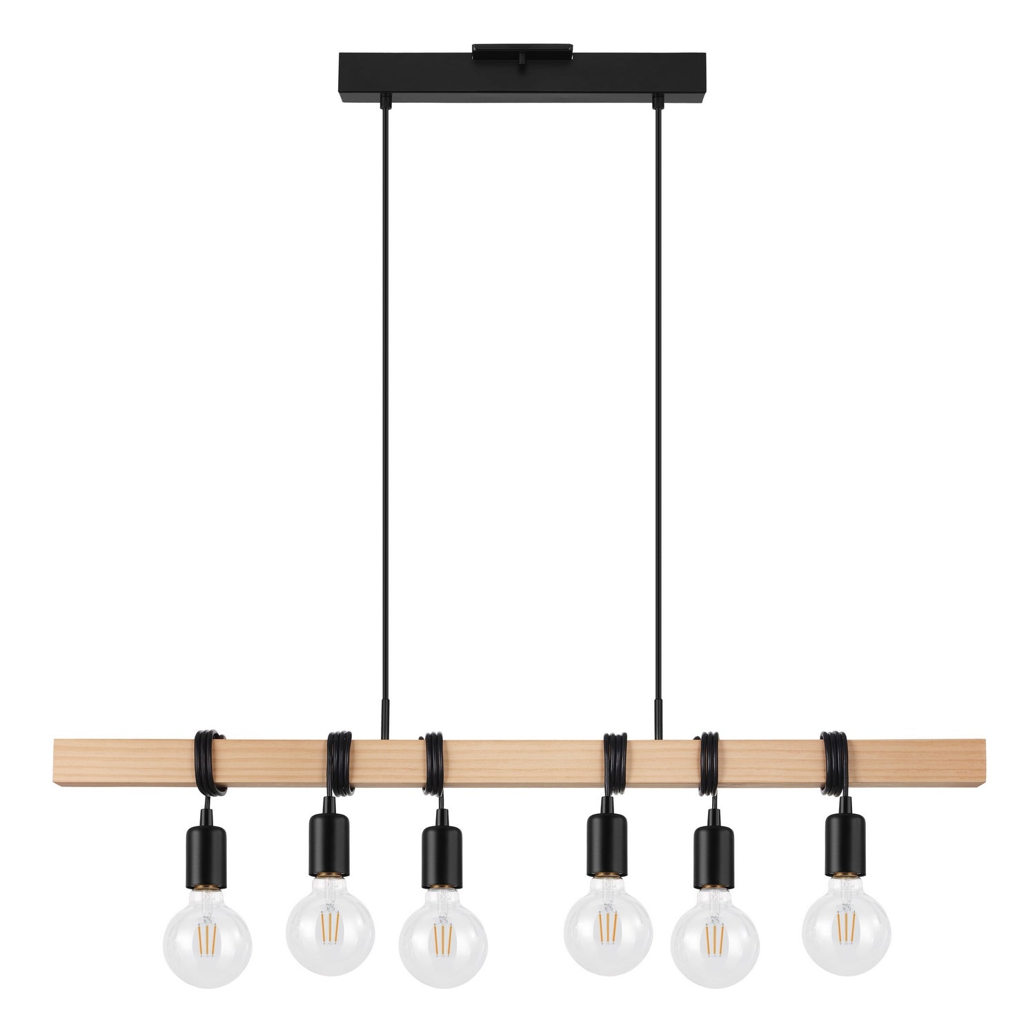 Eglo Canada - 204679A - Six Light Linear Pendant - Kingswood - Wood & Black