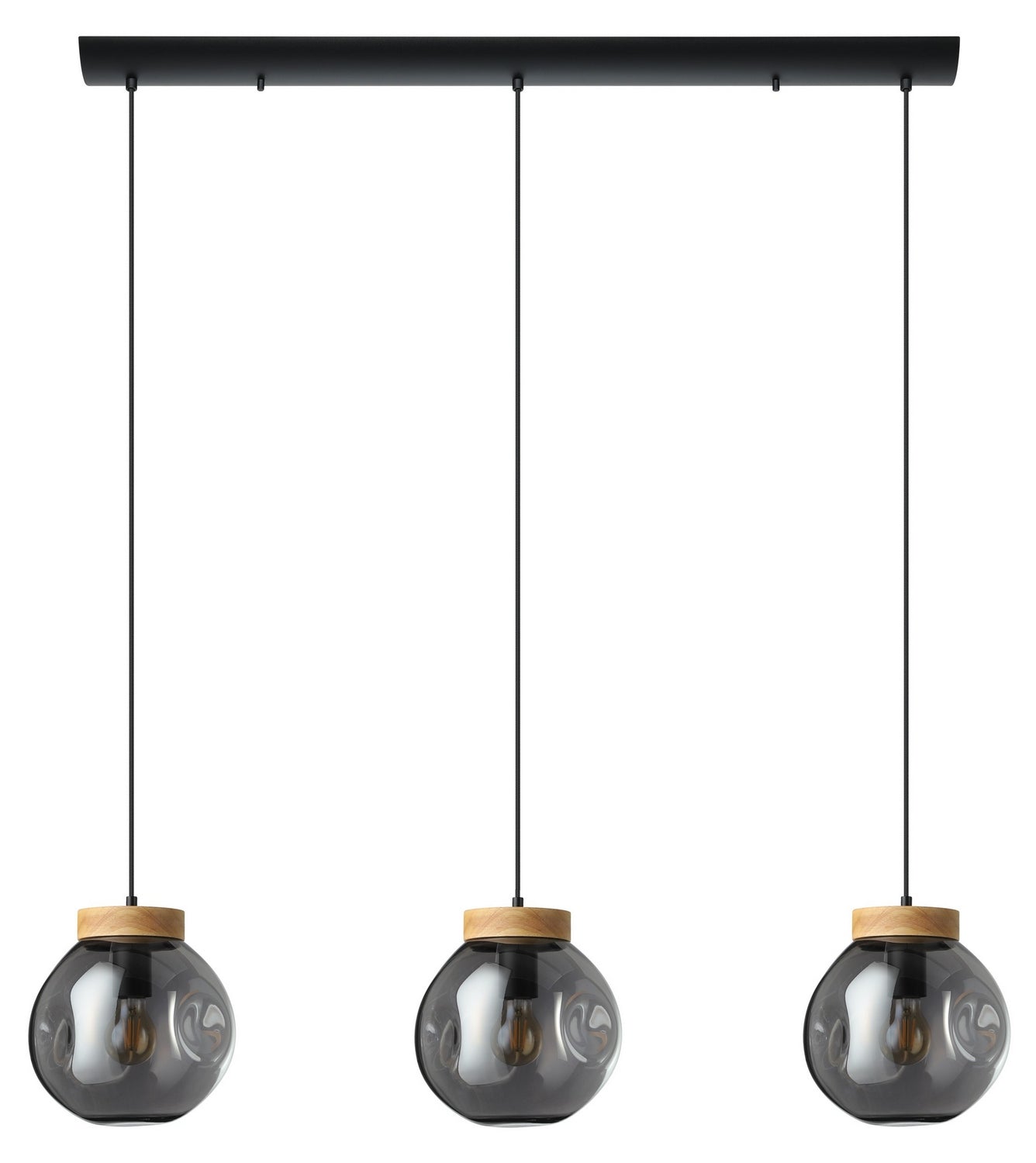 Eglo Canada - 390318A - Three Light Linear Pendant - Magacela - Black & Light Wood