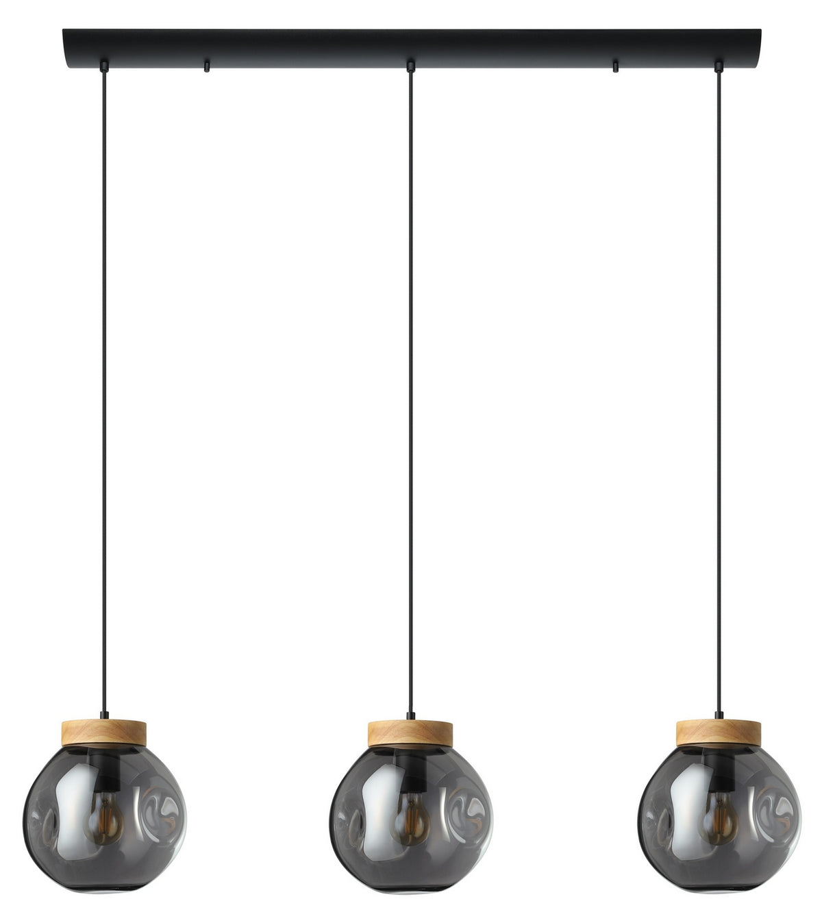 Eglo Canada - 390318A - Three Light Linear Pendant - Magacela - Black & Light Wood