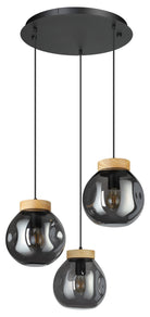 Eglo Canada - 390319A - Three Light Pendant - Magacela - Black & Light Wood