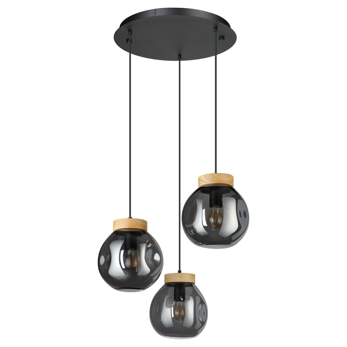 Eglo Canada - 390319A - Three Light Pendant - Magacela - Black & Light Wood