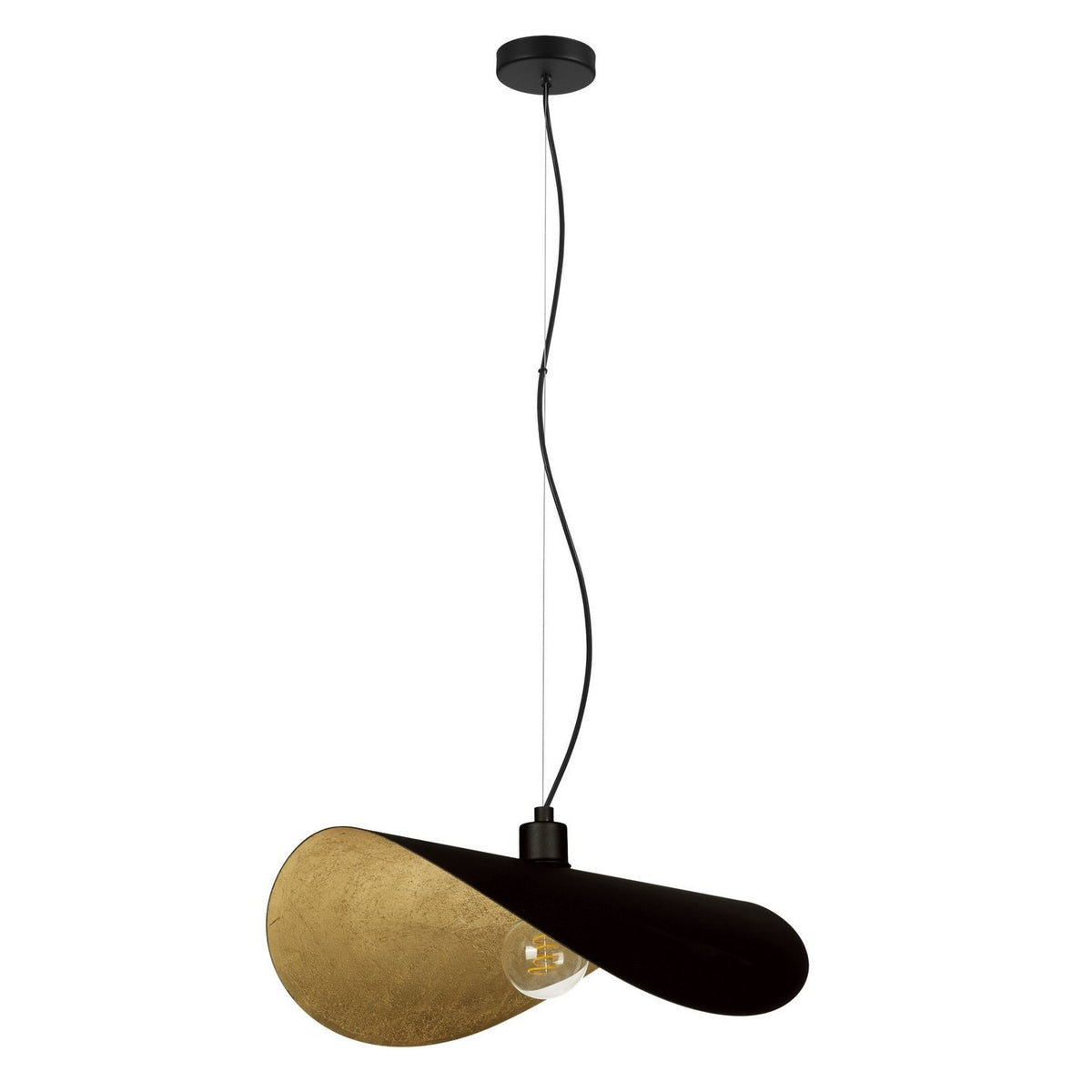 Eglo Canada - 390429A - One Light Pendant - Saceda - Black, Gold Leaf