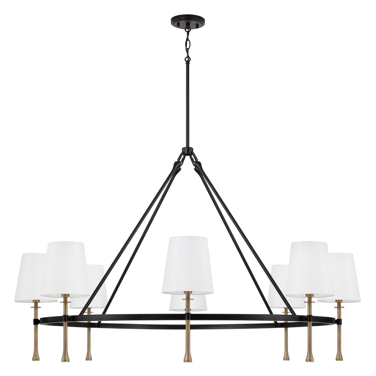 Éclairage Capital - 460781MBG-717 - Huit lampes Suspendu - Hollis - Noir mat avec finitions or martelé