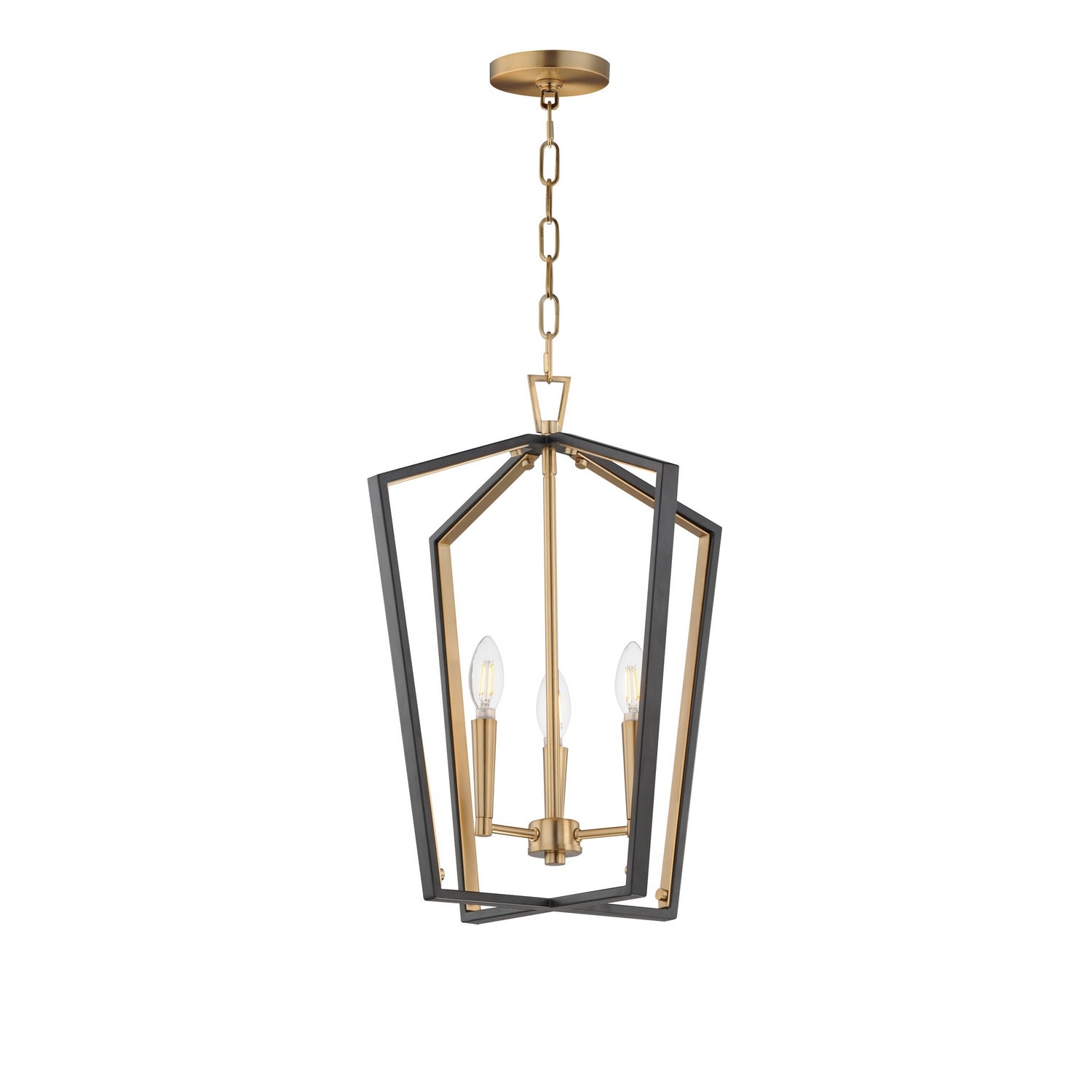 Maxim Lighting 28613BKNAB Melrose Pendant in Black / Natural Aged Brass