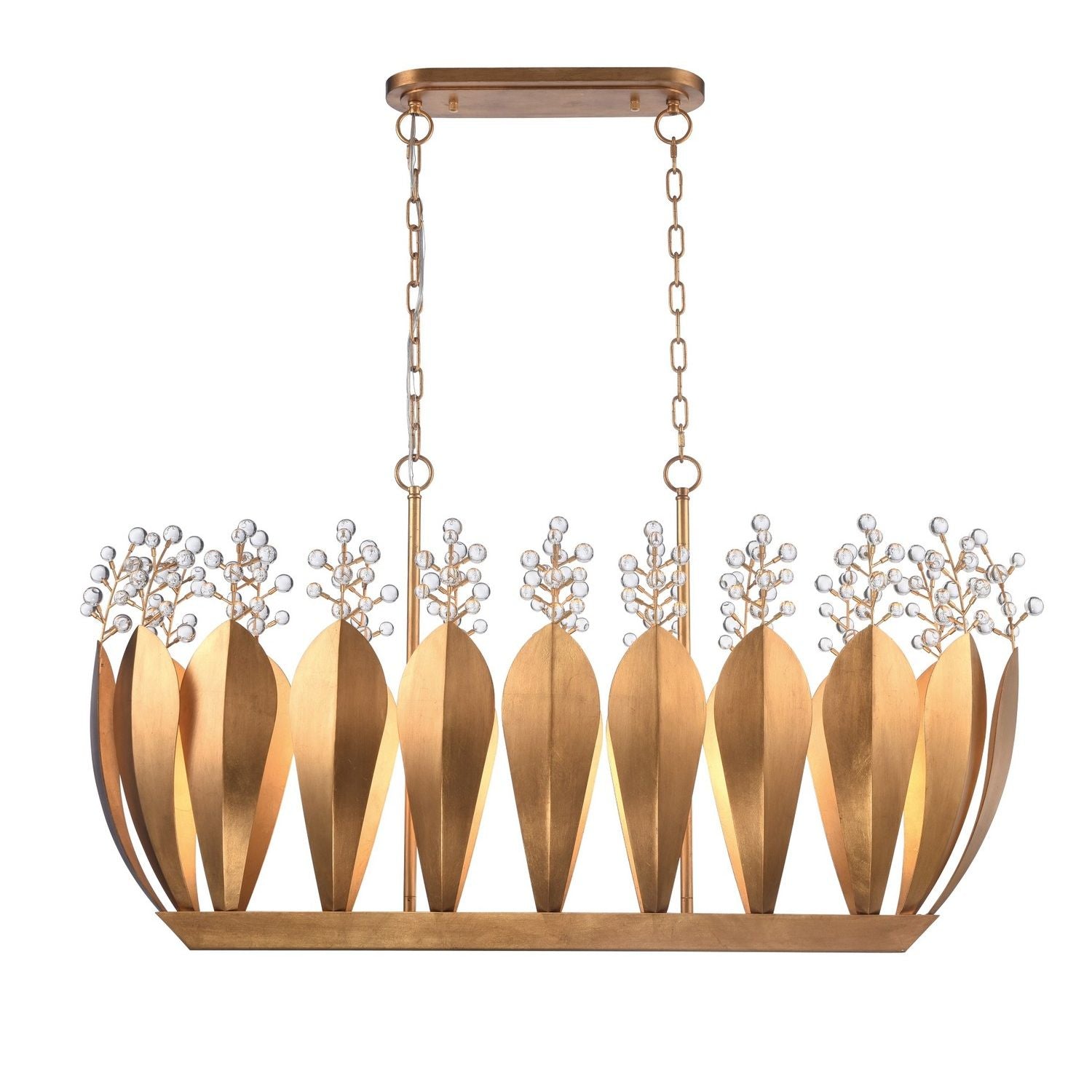 Arabela Lighting - 85130-7 - Luminaire linéaire à sept lumières Suspendu - Callista - Feuille d'or antique