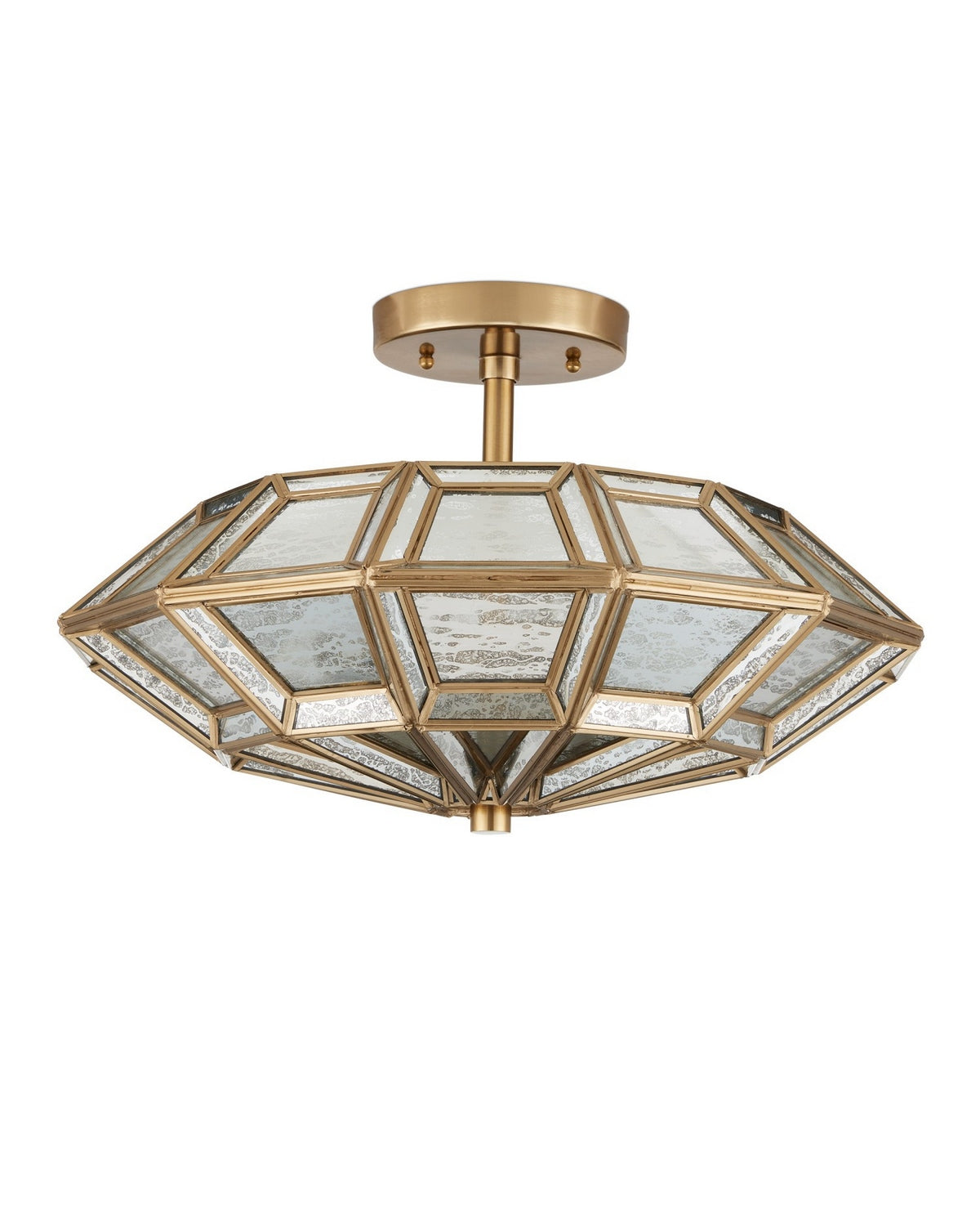 Currey and Company 9000-1362 Valentina Semi-Flush Mount in Antique Brass/Antique Silver