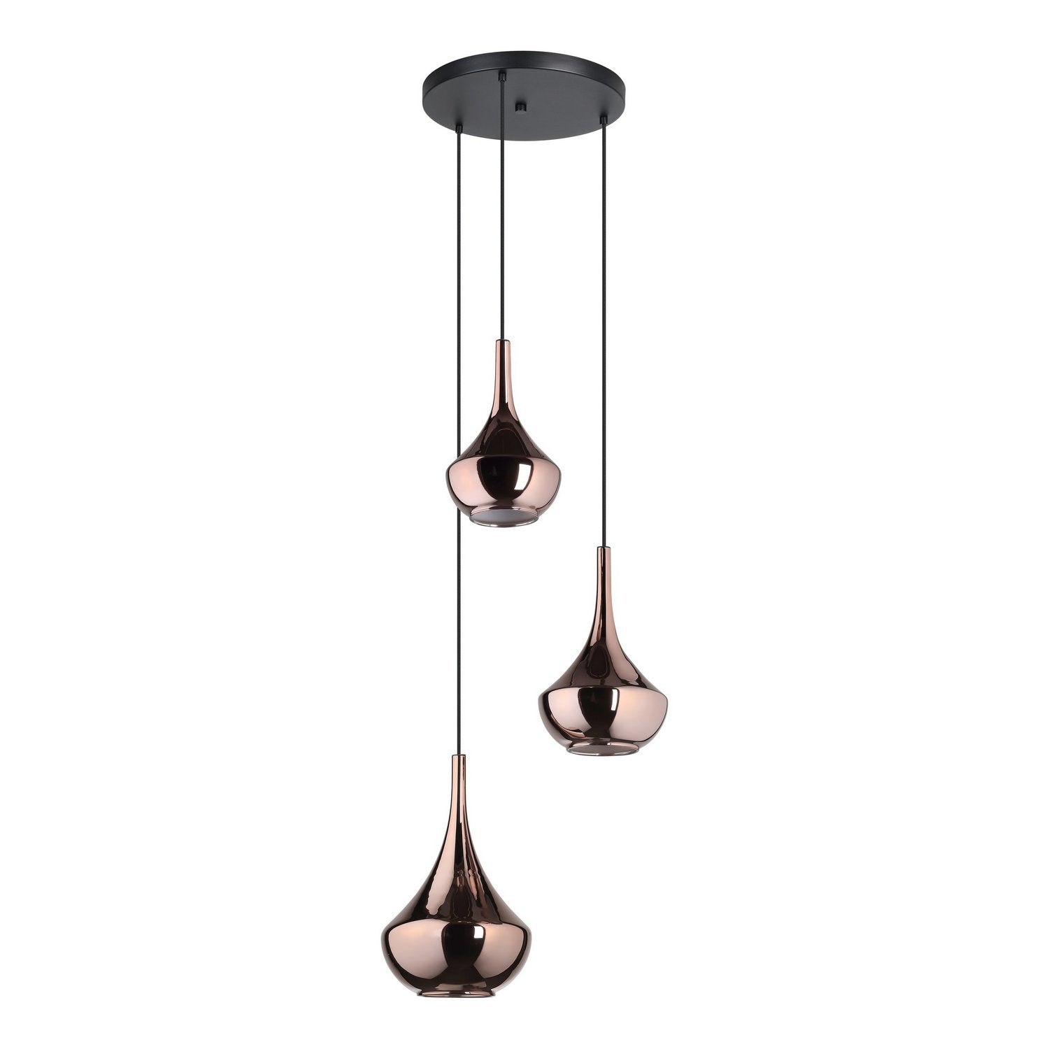 Eglo Canada - 390439A - Three Light Pendant - Almoster - Black, Copper Smoked