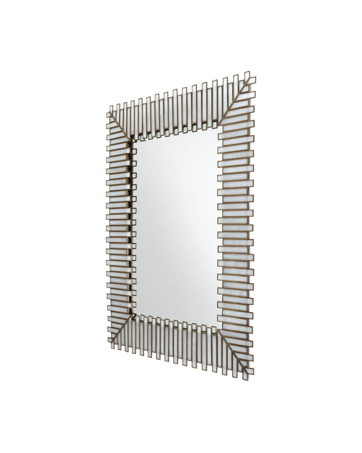 Miroir rectangulaire Currey and Company 1000-0171 Daze en blanc/laiton antique