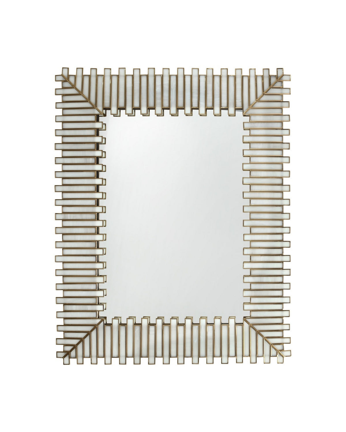 Miroir rectangulaire Currey and Company 1000-0171 Daze en blanc/laiton antique