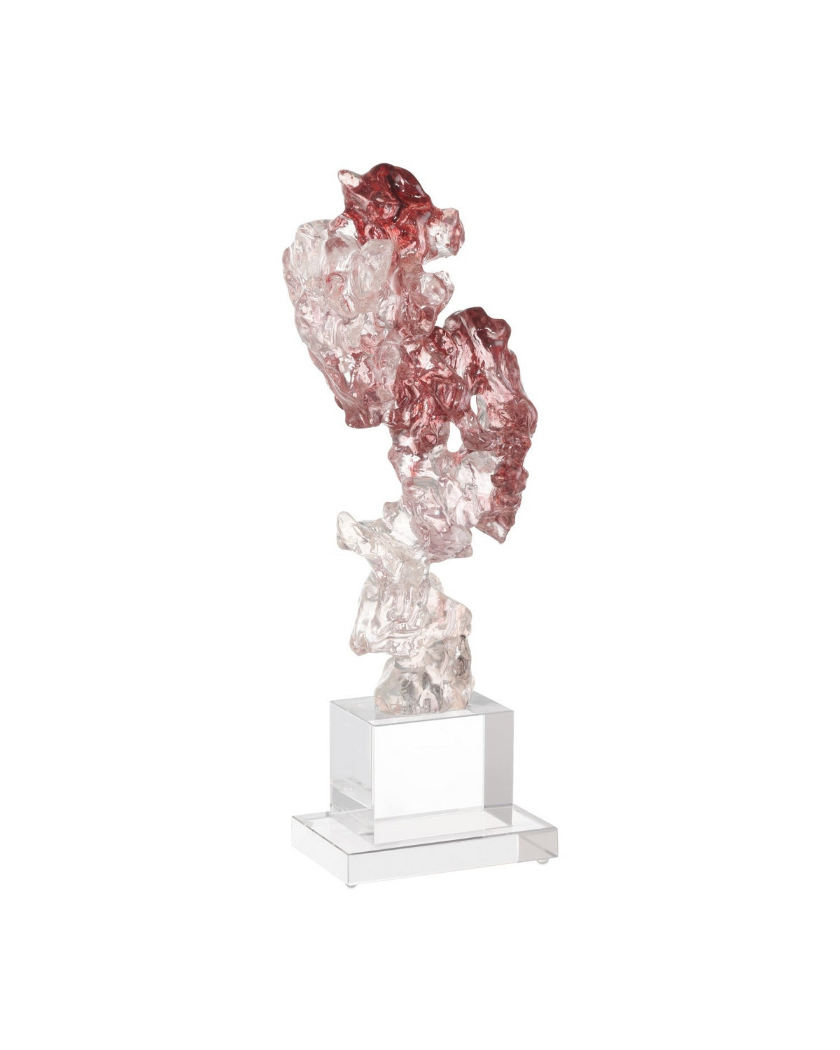 Sculpture en faux cristal de roche Currey and Company 1200-0975, violet, rose et transparent.