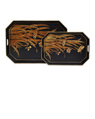 Currey and Company 1200-1063 Glasshouse Tole Tray Set of 2 in Black/Gold