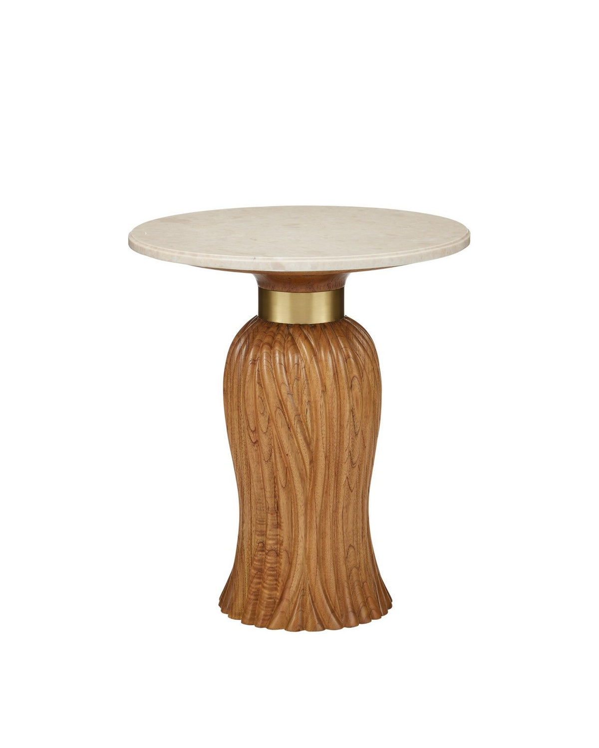 Currey and Company 3000-0334 Tassel Accent Table in Morel Brown/Natural/Brushed Brass