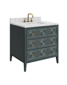 Meuble-lavabo Currey and Company 3800-0019 Santos 36 po avec lavabo rectangulaire encastré, finitions bleu marine vintage, naturel, blanc, laiton brossé et nickel poli.