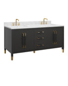 Meuble-lavabo Currey and Company 3800-0021 Verona 72 po avec lavabo rectangulaire encastré, coloris noir/naturel/blanc/champagne