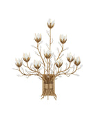 Currey and Company 5000-0299 Star Magnolia Murale en laiton antique/blanc/transparent
