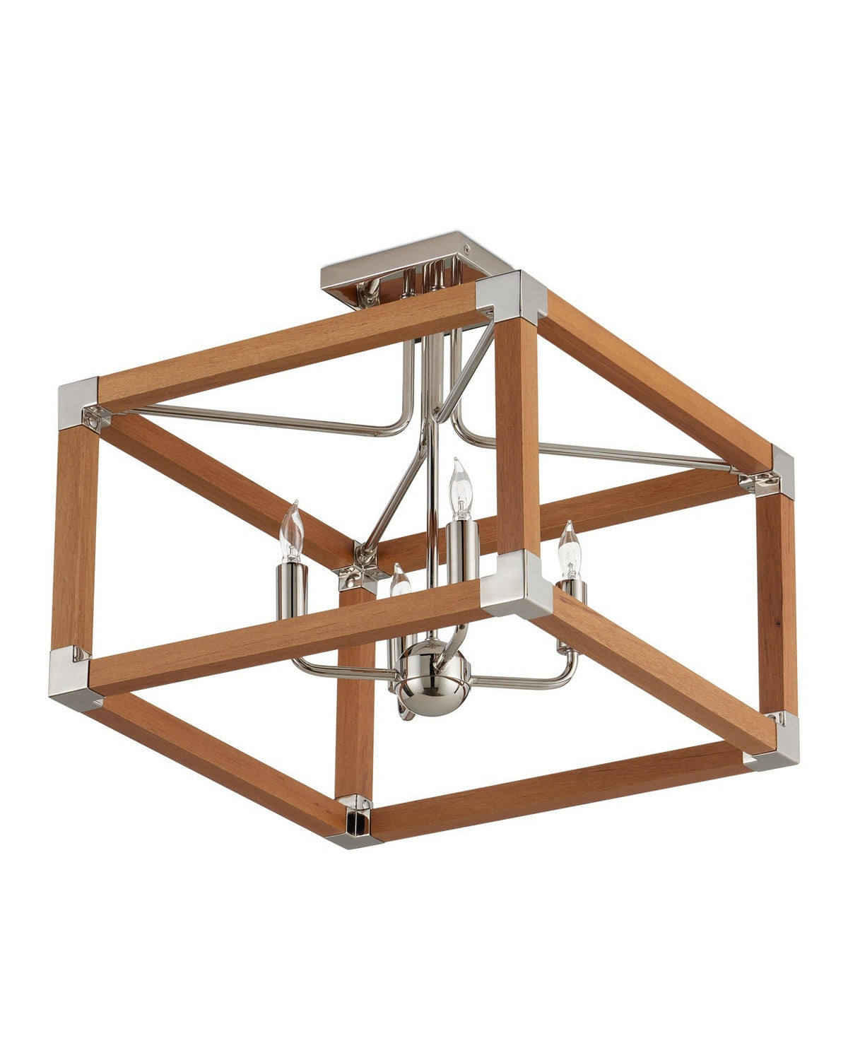 Currey and Company 9000-1284 Boyd Semi-Flush Mount in Natural/Polished Nickel
