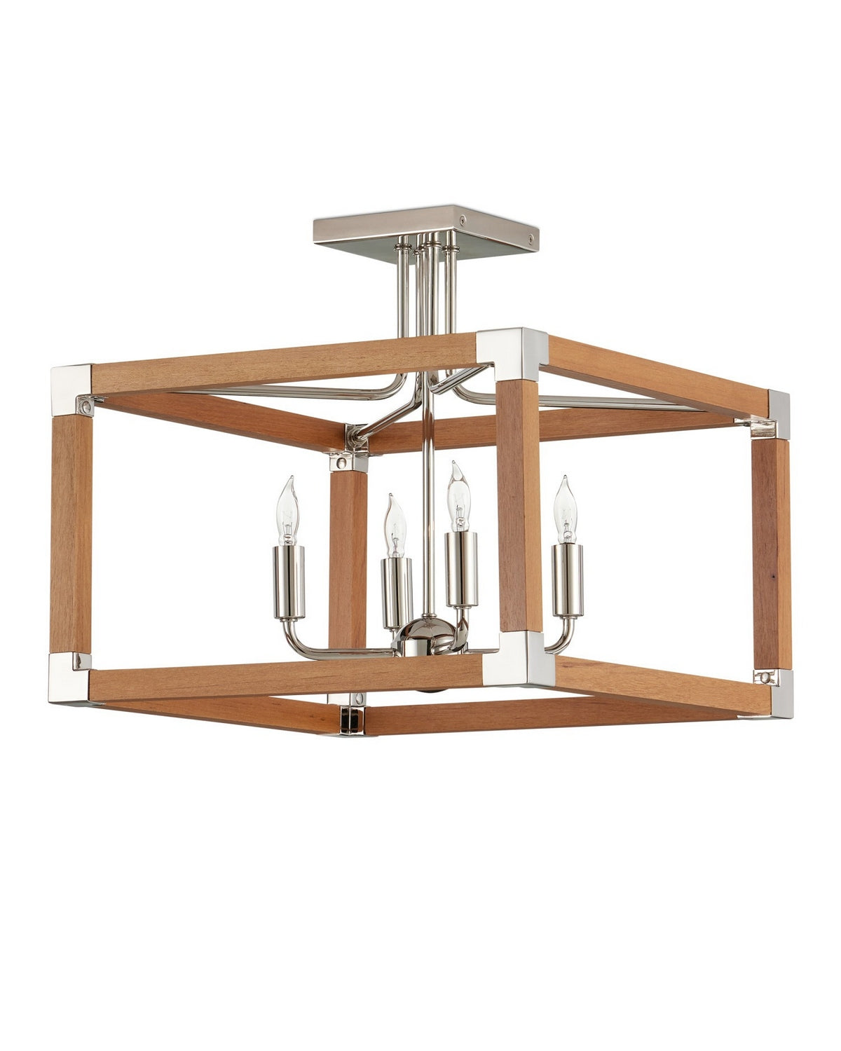 Currey and Company 9000-1284 Boyd Semi-Flush Mount in Natural/Polished Nickel