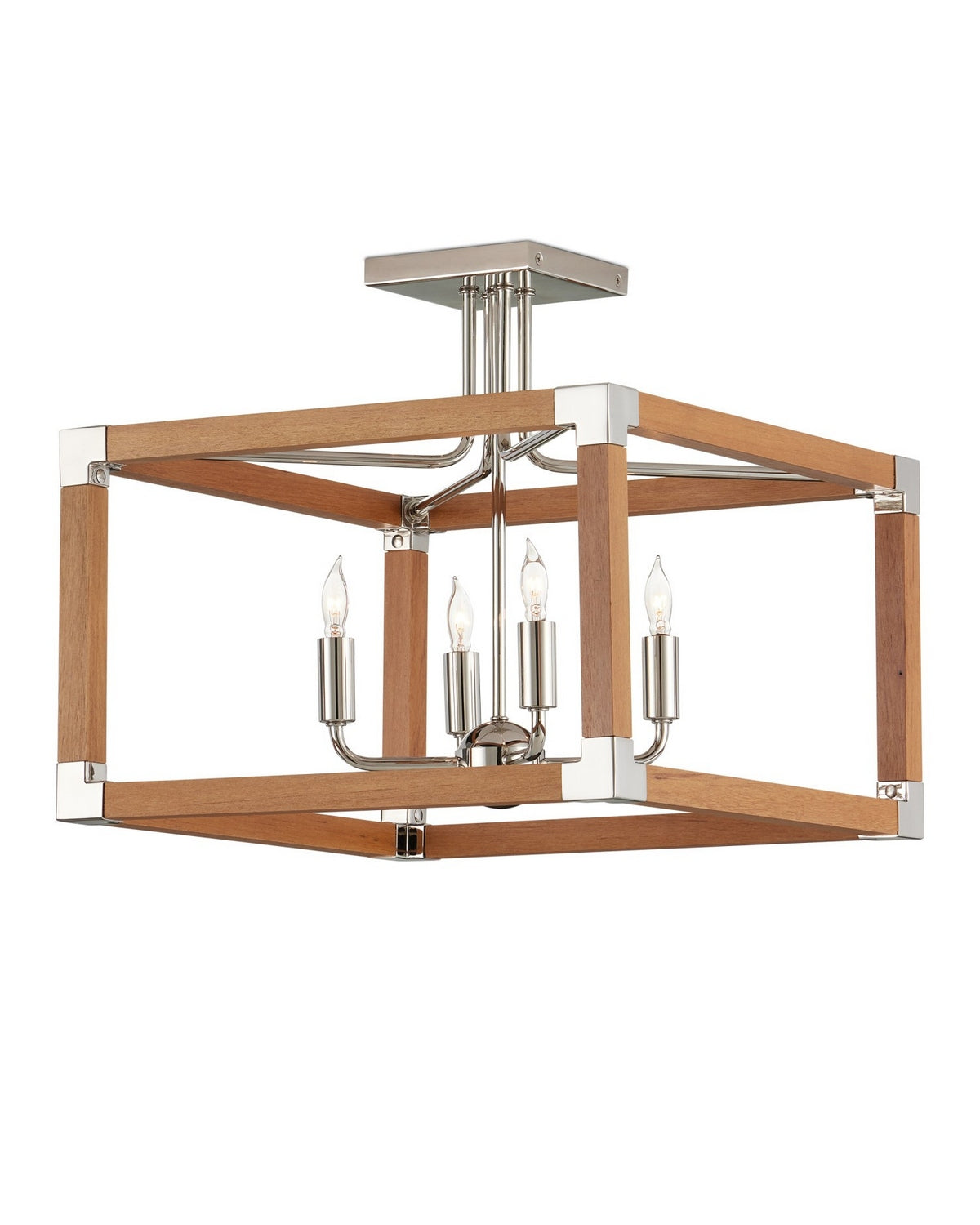 Currey and Company 9000-1284 Boyd Semi-Flush Mount in Natural/Polished Nickel