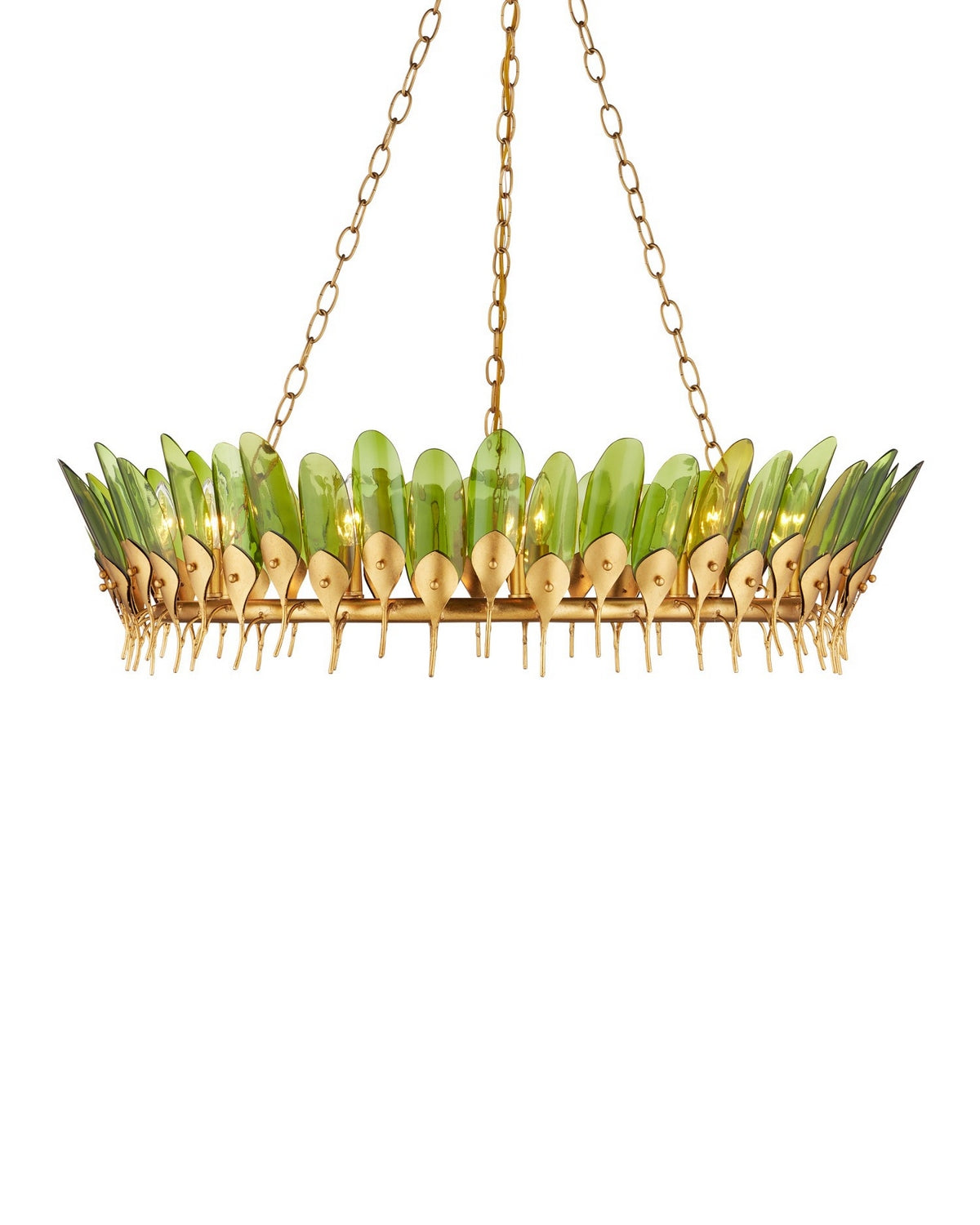 Currey and Company 9000-1337 Selavy Suspendu en vert/feuille d'or contemporaine/or contemporain