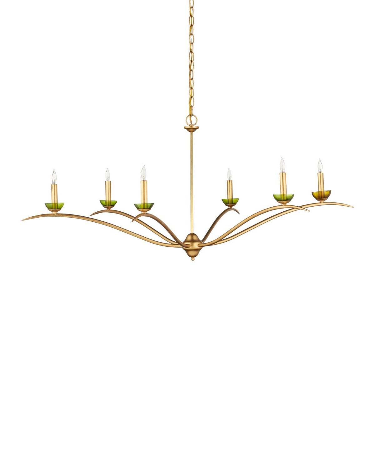 Currey et Compagnie 9000-1338 Flannery Suspendu Feuille d'or contemporaine/Or contemporain/Vert