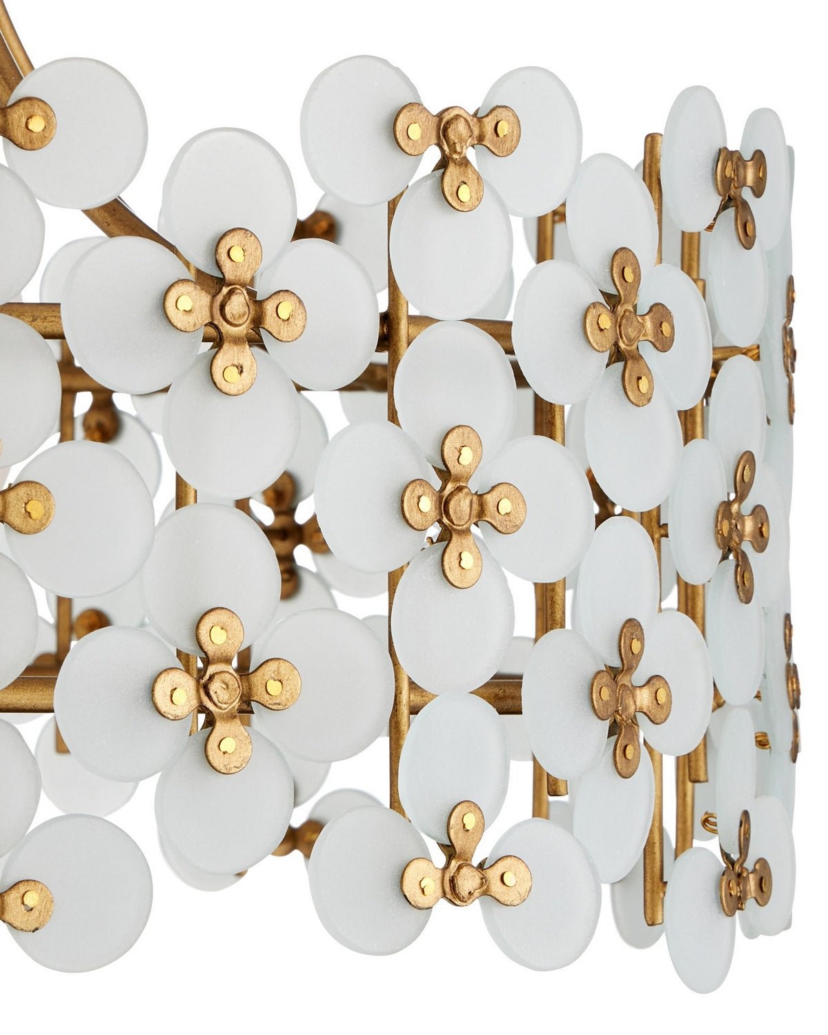 Currey and Company 9000-1345 Spring Flower Semi-Flush Mount in Frosted/Glossy White/Brass