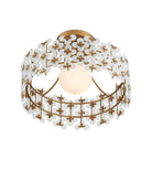 Currey and Company 9000-1345 Spring Flower Semi-Flush Mount in Frosted/Glossy White/Brass