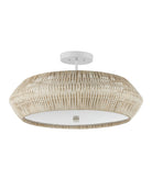 Currey and Company 9000-1346 Antibes Semi-Flush Mount in Bleached Natural/Snow White/White