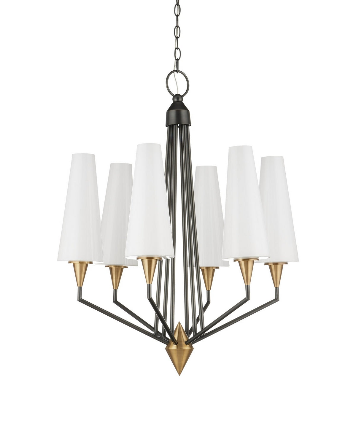 Currey and Company 9000-1371 Hennin Suspendu en laiton antique poli/bronze huilé