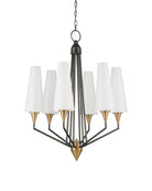 Currey and Company 9000-1371 Hennin Suspendu en laiton antique poli/bronze huilé