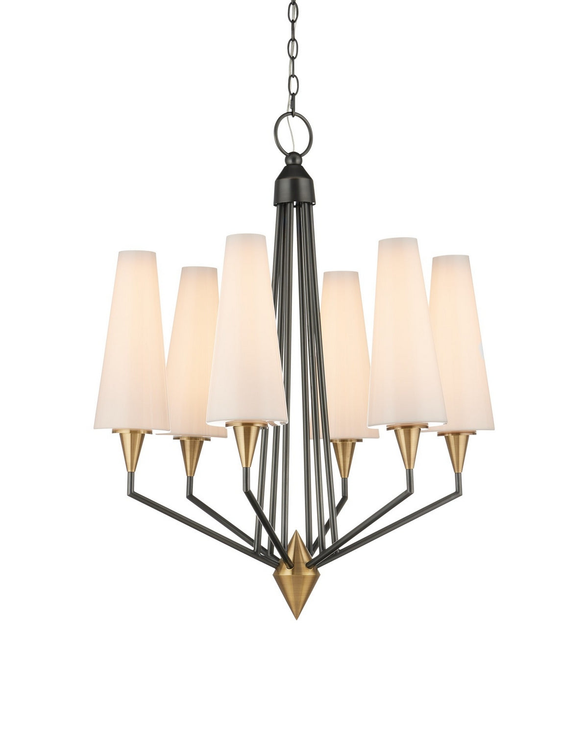 Currey and Company 9000-1371 Hennin Suspendu en laiton antique poli/bronze huilé