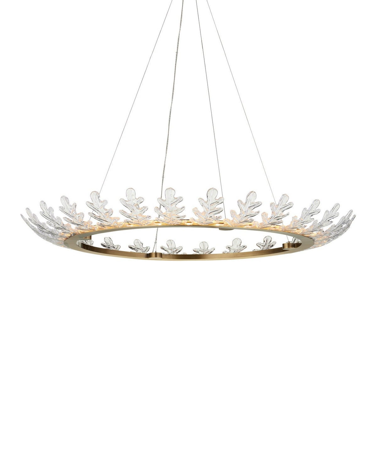 Currey and Company 9000-1372 Couronne de chêne Suspendu en laiton antique poli/transparent