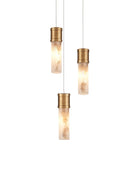 Canule Currey and Company 9000-1380 à 3 lumières, ronde, multi-gouttes Suspension En laiton vieilli/blanc/argent