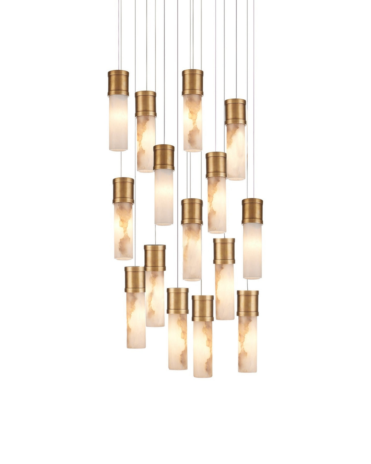 Canule ronde multi-gouttes Currey and Company 9000-1382 Suspension En laiton vieilli/blanc/argent