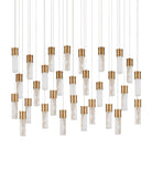 Canule multi-gouttes linéaire Currey and Company 9000-1384 Suspension En laiton vieilli/blanc/argent