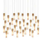 Canule multi-gouttes linéaire Currey and Company 9000-1384 Suspension En laiton vieilli/blanc/argent