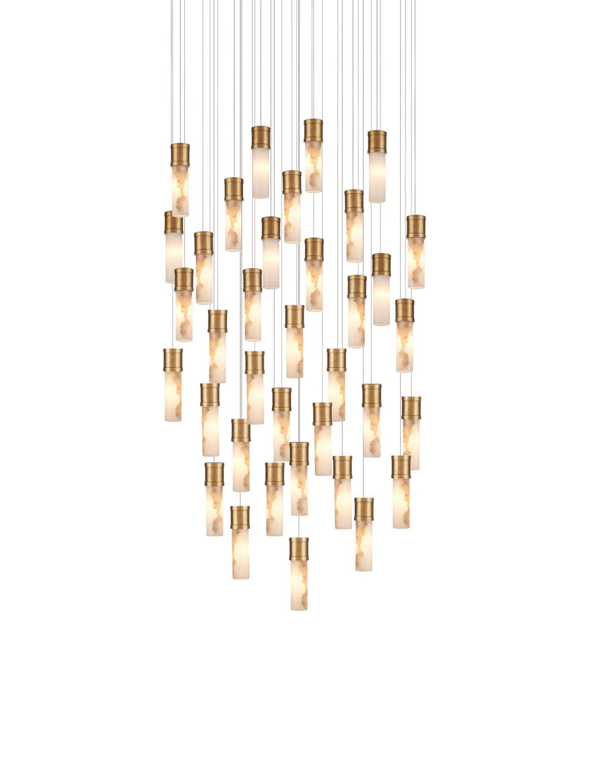 Canule ronde multi-gouttes Currey and Company 9000-1385 Suspension En laiton vieilli/blanc/argent