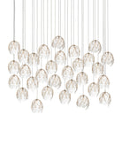 Currey and Company 9000-1392 Banyan Linear Multi-Drop Suspension en laiton antique/transparent/argent