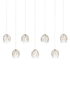 Currey and Company 9000-1394 Banyan Linear Multi-Drop Suspension en laiton antique/transparent/argent