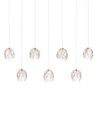 Currey and Company 9000-1394 Banyan Linear Multi-Drop Suspension en laiton antique/transparent/argent
