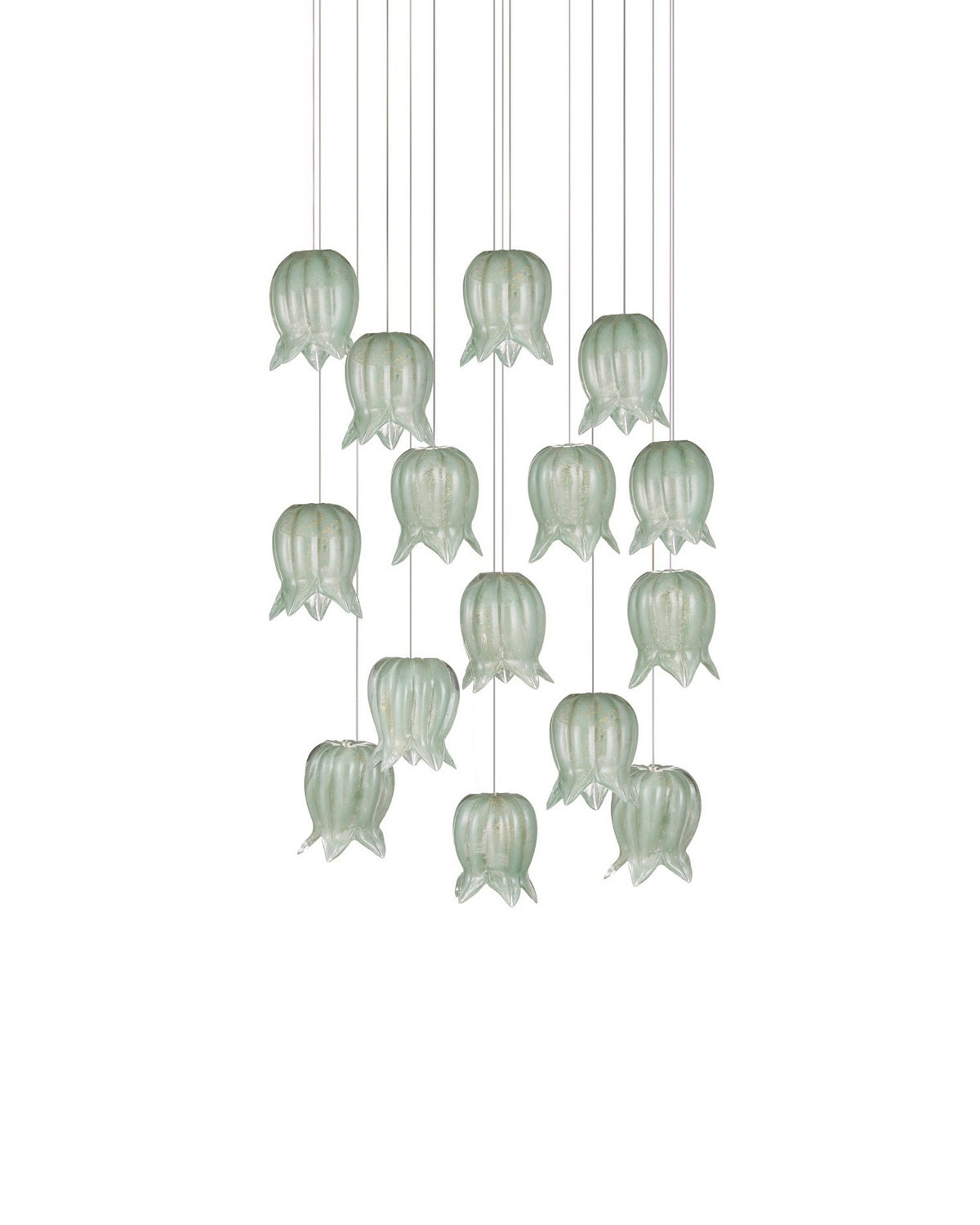 Currey and Company 9000-1398 Polpo Rond Multi-Drop Suspension en vert/argent