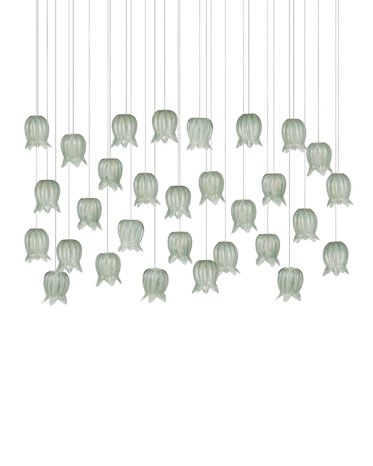 Currey and Company 9000-1400 Polpo Linéaire Multi-Drop Suspension en vert/argent