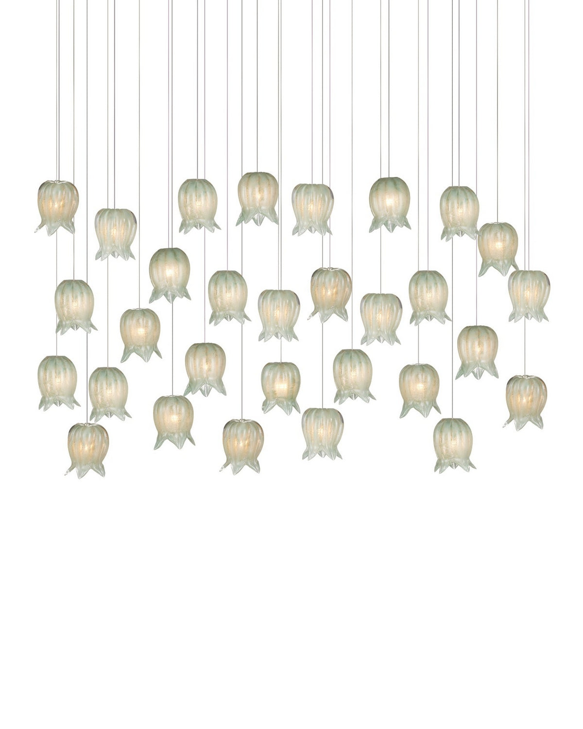 Currey and Company 9000-1400 Polpo Linéaire Multi-Drop Suspension en vert/argent