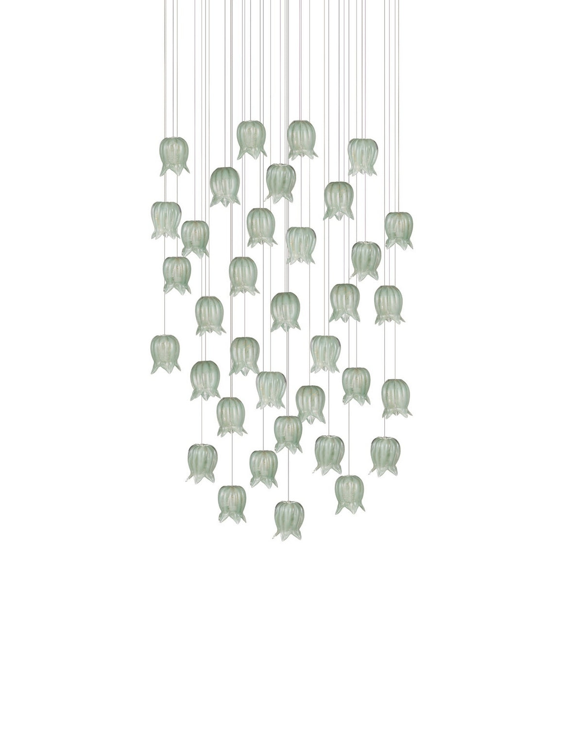 Currey and Company 9000-1401 Polpo Rond Multi-Drop Suspension en vert/argent