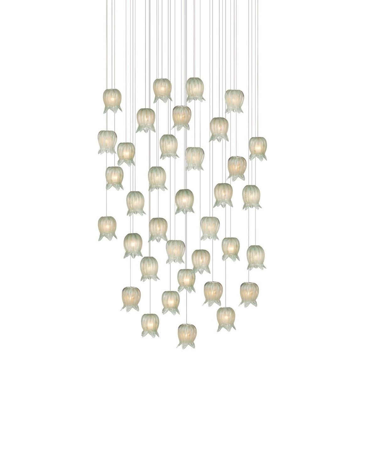 Currey and Company 9000-1401 Polpo Rond Multi-Drop Suspension en vert/argent